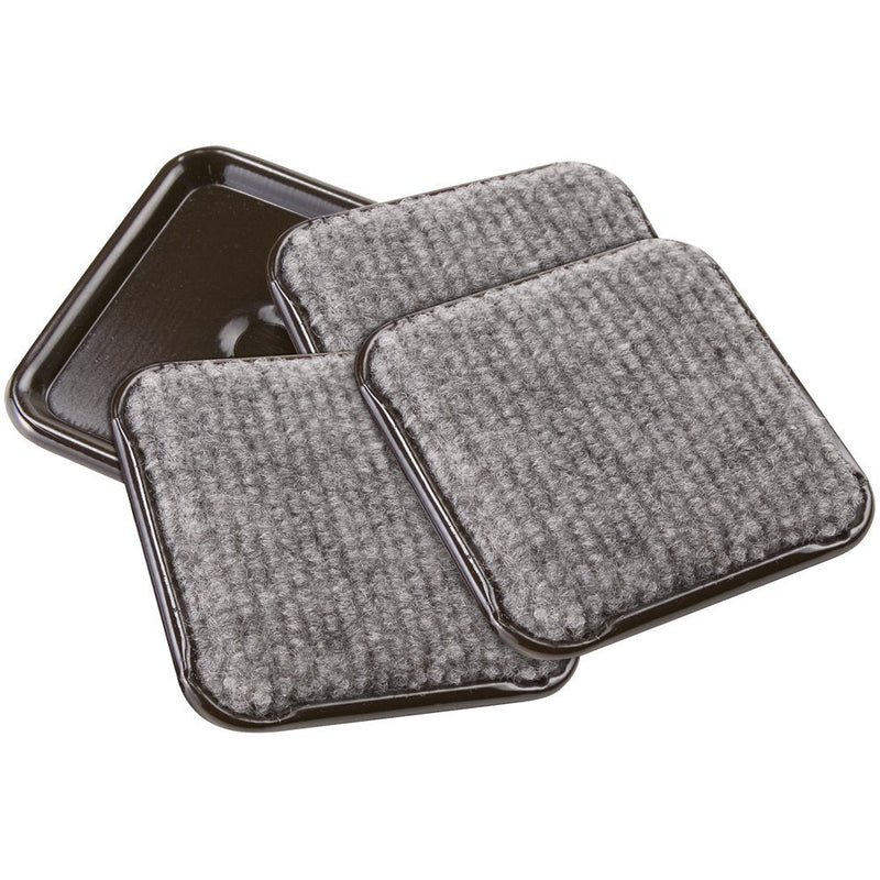SoftTouch 2 1/2" Square Reusable Carpet Bottom Furniture Caster Cups to Protect Hardwood, Tile or Laminate Floors, Brown/Gray (12 Pack) 2-1/2 Inch Value Pack