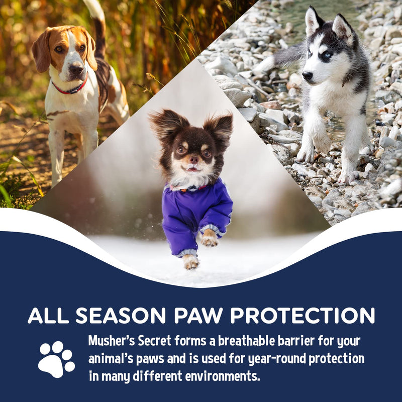 Musher's Secret Dog Paw Wax 60 g (2.1 oz) - Moisturizing Dog Paw Balm that Creates an Invisible Barrier That Protects and Heals Dry Cracked Paws - All-Natural with Vitamin E and Food-Grade Ingredients 2.1 Ounce (Pack of 1)