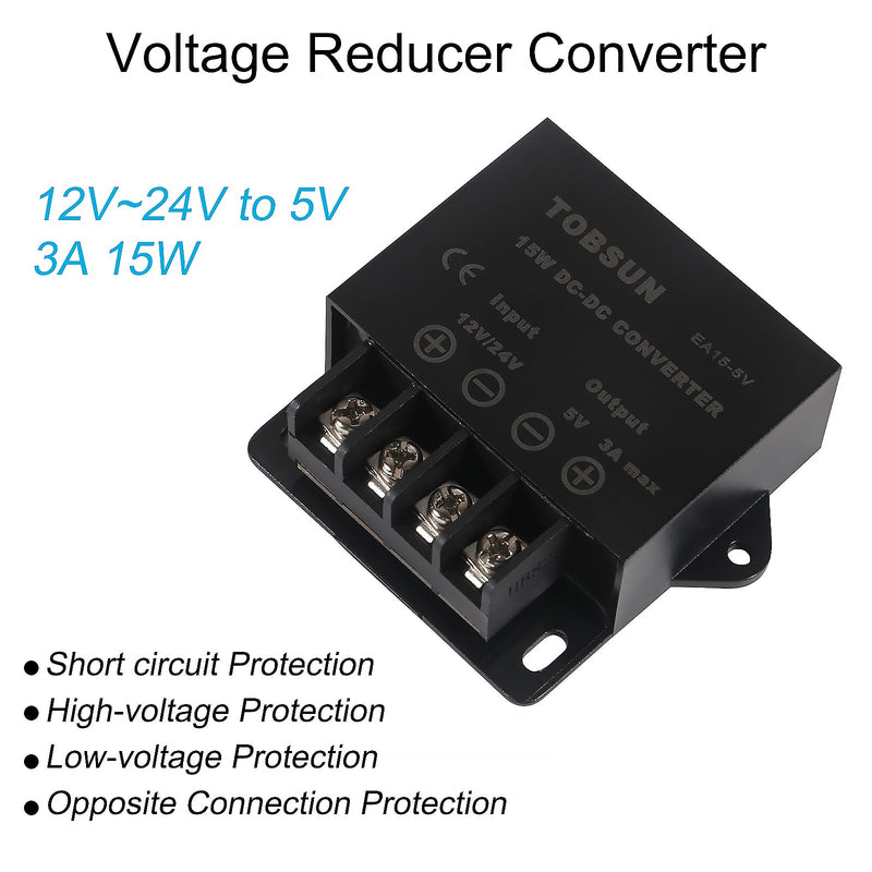 2PCS DC 12V 24V to 5V 3A 15W Power Converter Step Down Reducer 5V Regulator Buck Converter Module