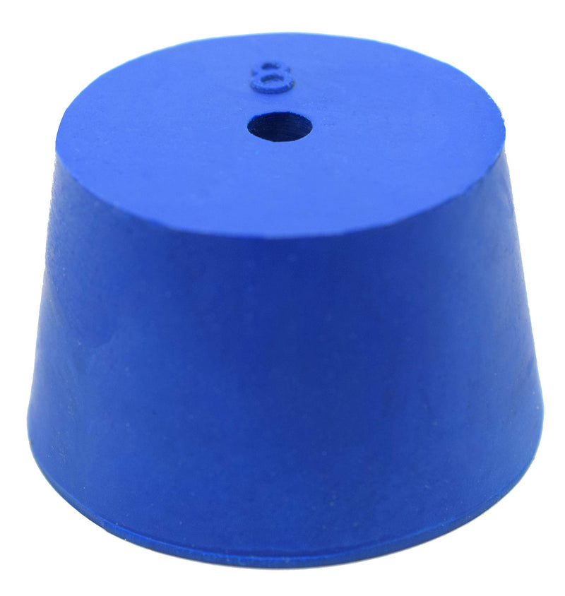 EISCO 10PK Neoprene Stoppers, 1 Hole - ASTM Size: #8-33mm Bottom, 41mm Top, 25mm Length Suitable for use with Petroleum, Oils & Most Inorganic Acids and Bases- Eisco Labs