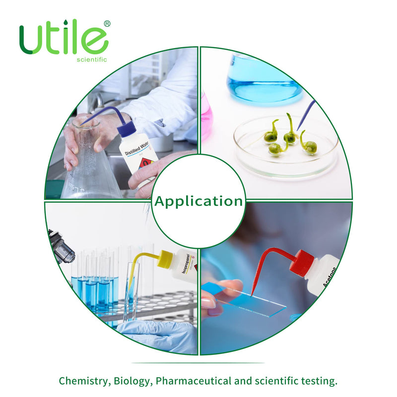 Utile 4pcs of Vol. 17oz (500ml) Acetone Wash Bottles, Narrow Mouth, Self-Venting Safety Squeeze Bottle, LDPE Material with PP Material Closure, 5511.0171.4 4pcs of Acetone Wash Bottles