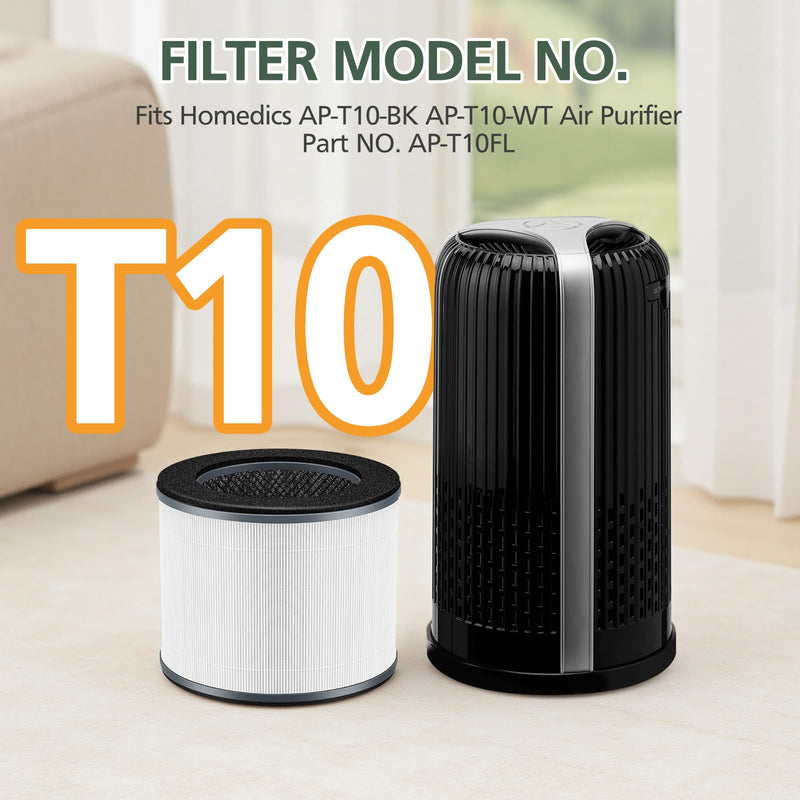 AP-T10FL Replacement Filter for HoMedics AP-T10-BK AP-T10-WT Air Purifier AP-T10FL-2 Pack