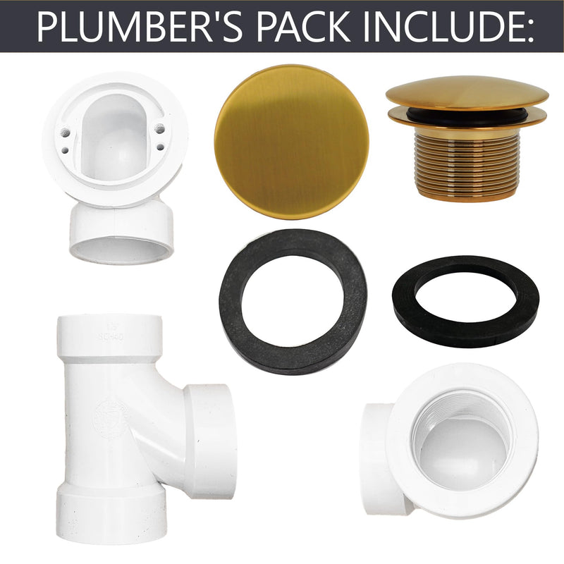 Westbrass D593PRK-18 Plumber's Pack Bath Waste Assembly with Tip-Toe Drain Plug, Illusionary Overflow Faceplate and Sch. 40 PVC Elbows, Brushed Bronze