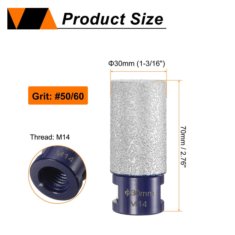 HARFINGTON 2pcs Diamond Finger Milling Bits 30mm (1-3/16") Dia M14 Thread Diamond Milling Bit for Enlarging Shaping Existing Holes in Porcelain Ceramic Tile Marble, Blue 30mm (1-3/16") 2