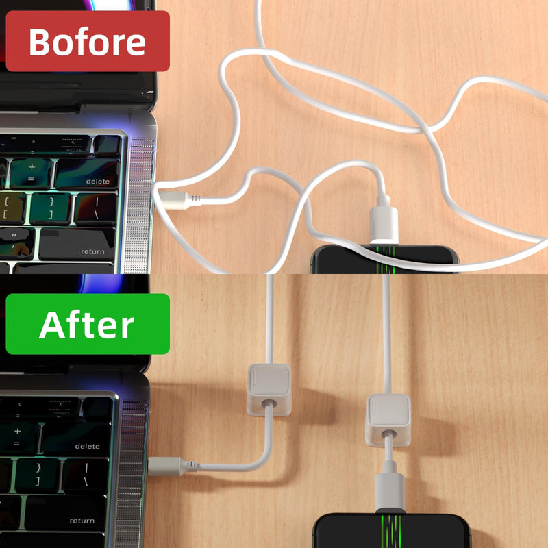 8 Pack Magnetic Cord Organizer Holder,Strong Adhesive Desk Cable Management Easy Open,Organize Phone Charging Cords Wire Holder Organizer Neatly for Home,Office,Car,Desk,Nightstand-White 8pack White