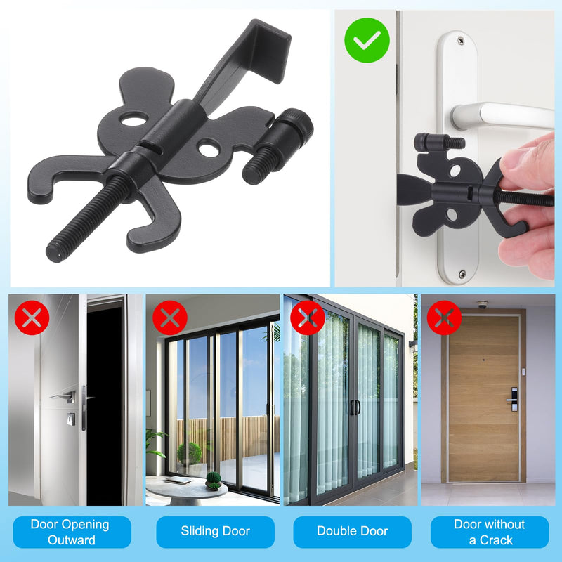 PATIKIL Portable Security Door Lock, 3 Pack Adjustable Butterfly Hotel Door Lock Devices with Storage Bag for Enhanced Safety for Traveling Hotel Home Apartment, Black