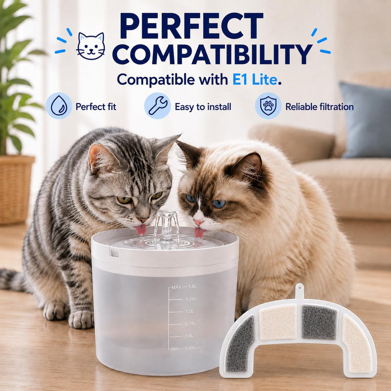 24 Pack Cat Water Fountain Filter Fit for Cheerble Elfin E1 Lite (2L/67oz) 24
