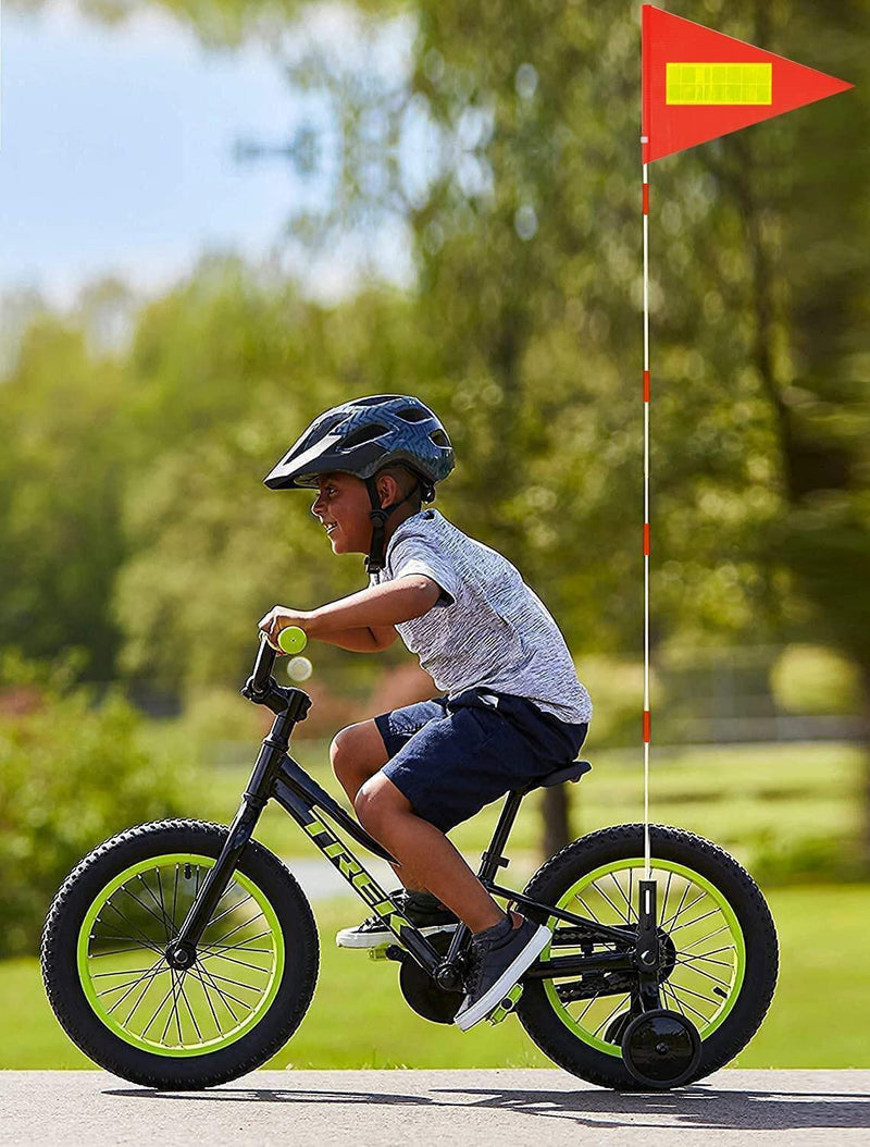 2 Pcs Bike Flags with Pole 6 Feet Adjustable Height Heavy Duty Fiberglass Pole Polyester Tear-Resistant Waterproof (Orange with Reflective Strip） 2 Pcs Orange with Reflective