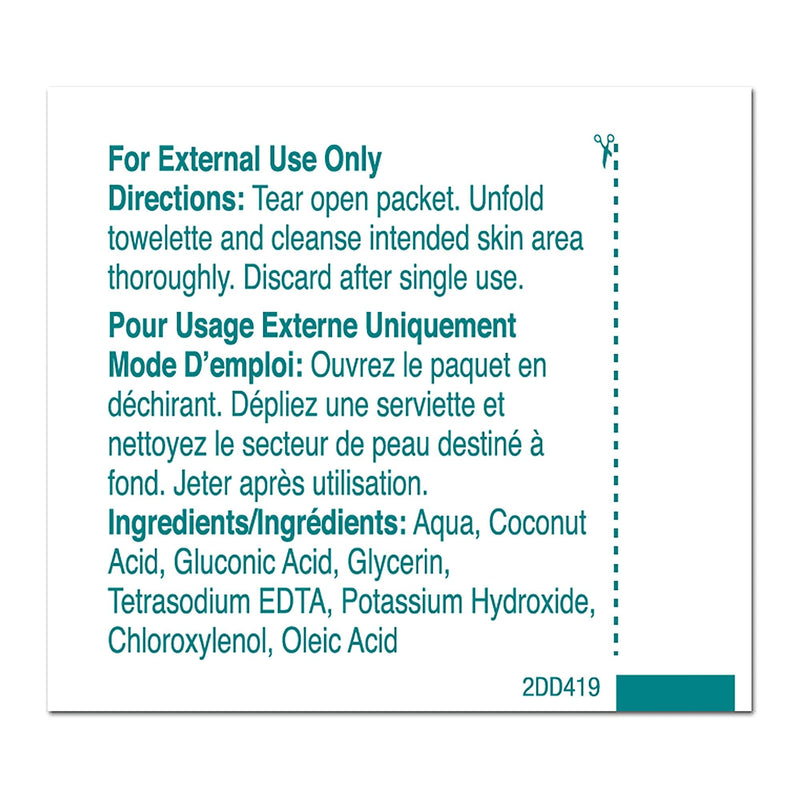 PDI Castile Soap Towelette - Premoistened Facial Cleansing Wipe with Coconut Oil, Great for Travel - Individual Packet, 7.7 in. x 5in., 100 Count, 1 Pack 100 Count (Pack of 1)