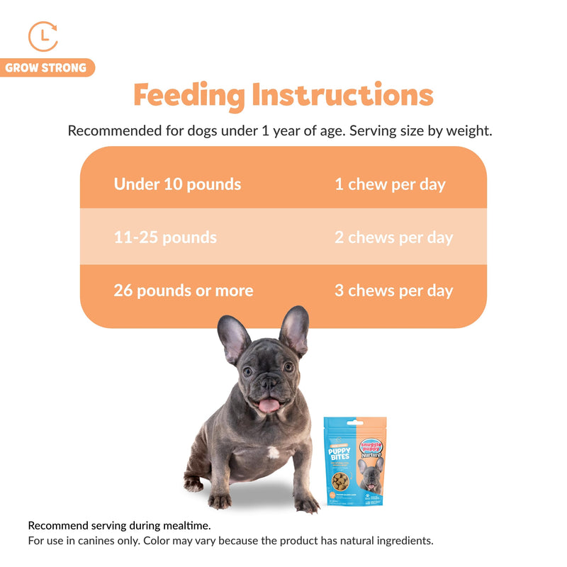 Snuggle Puppy Puppy Bites Grow Strong Supplement - Dog Soft Chews for Overall Health - Omega 3 Supplement for Dog Health - Fish Oil Chews for Dogs - 60 Soft Chews - PawsPlanet Australia