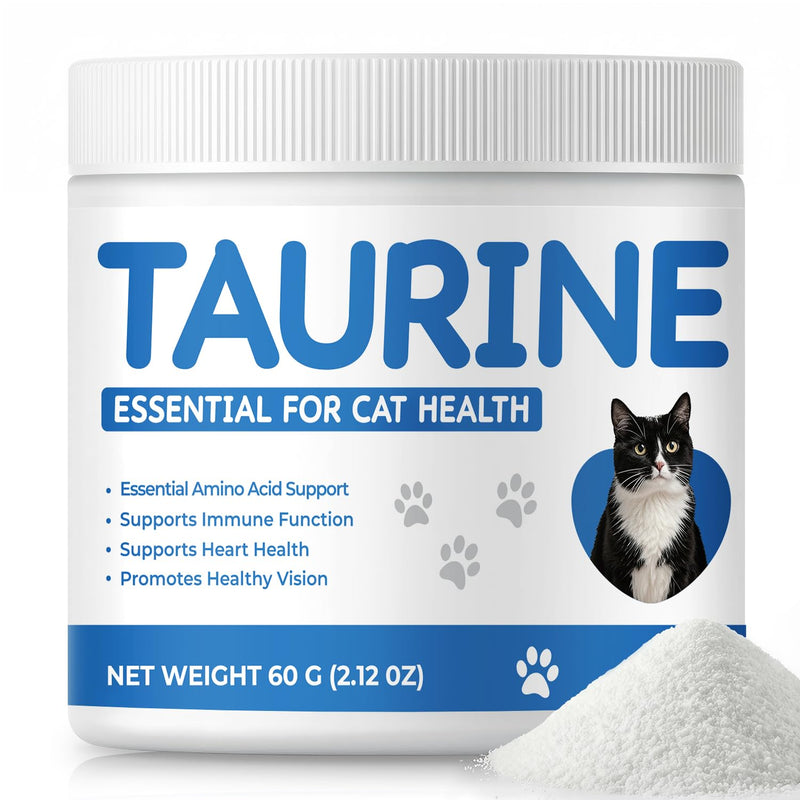 Taurine Powder Supplement for Cats, Daily Amino Acid Support for Heart Function, Vision & Feline Metabolism, Cat Supplement for Balanced Nutrition (60 g) 60 g