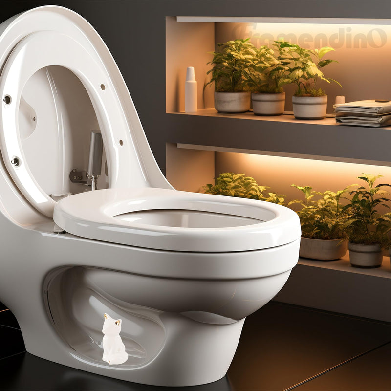 Framendino, 2 Pack Ceramic Toilet Bolt Caps Lovely Cat Decorative Bowl Covers White Cap