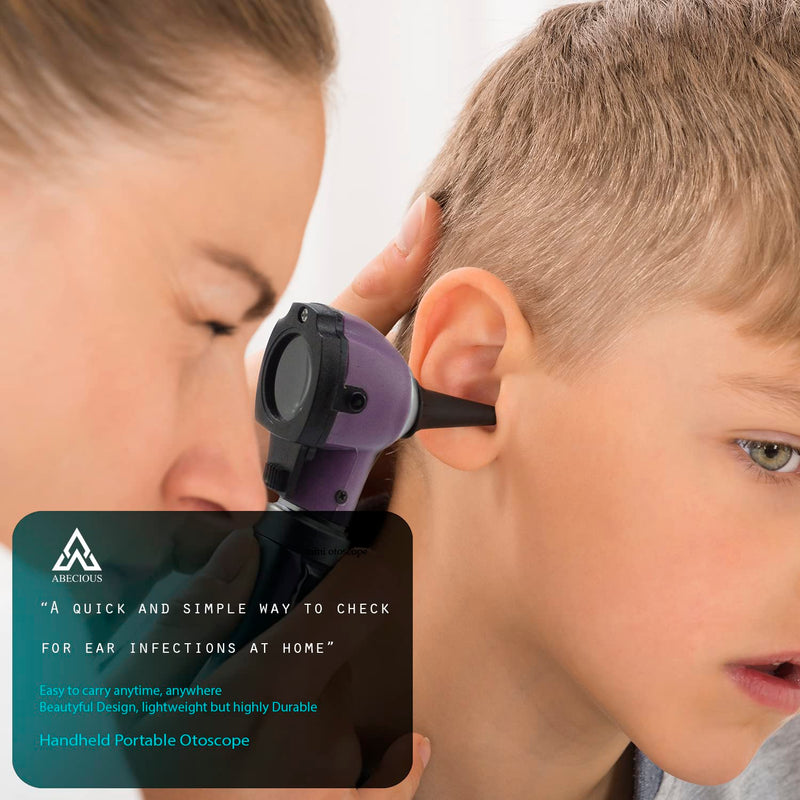 Mini Otoscope Ear Infection Diagnostic Device Ear Scope with Light Pocket Size Tool 10x Canula Multi Colors Purple