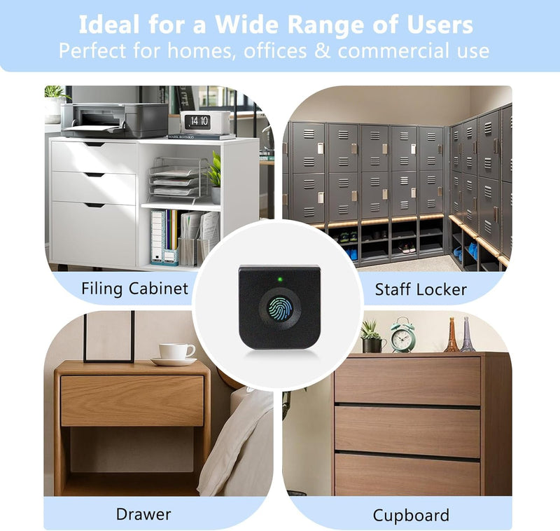 UMIKSMART Smart Cabinet Lock Fingerprint Cabinet Lock Keyless Biometric Drawer and Wardrobe Lock Hidden Hole-Free DIY Installation Secure Smart Lock for Home Office Furniture Storage