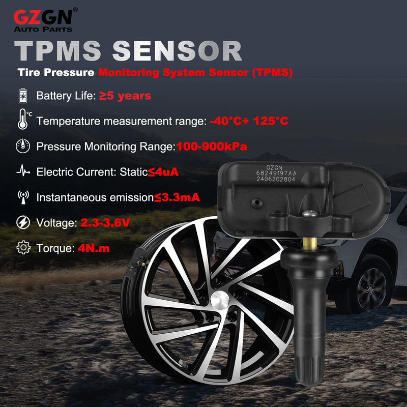 TPMS Sensor Compatible with Chevy Silverado GMC Sierra Cadillac Buick Pontiac Saturn Hummber Saab - 4 PCS Pre-programmed 315MHz Tire Pressure Monitoring Sensor, Replace#13586335 13598771 13598772 13586335