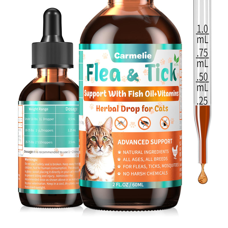 Flea and Tick Support Bundle for Dogs and Cats – Oral Flea Drops for Cats + Flea Drops for Dogs – Natural Flea Prevention for All Breeds & Ages