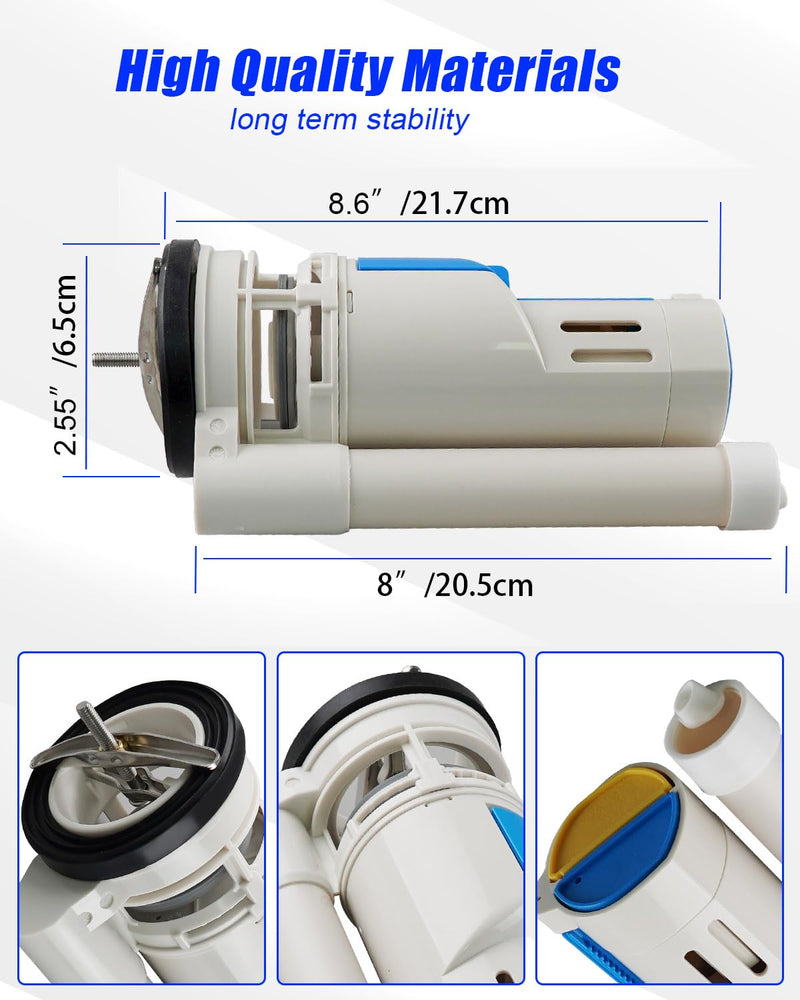 2-Inch Toilet Flush Valves, Dual Flush Valve Toilet Repair Kit Compatible with One Piece Toilets Top Push Button Valve, 8" Height One Piece Toilet 8" Height