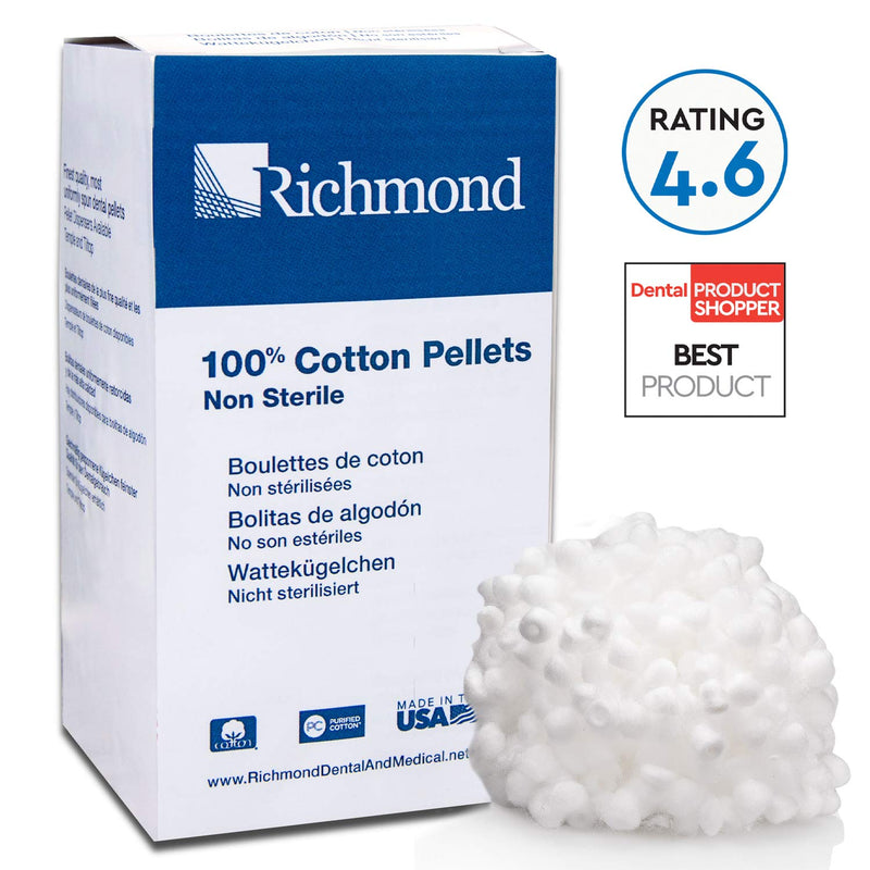 Richmond Dental 100107 Cotton Pellets, Size 2, 7/32" Diameter