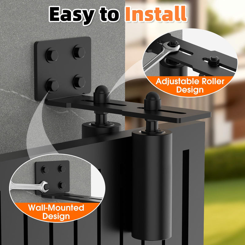 Sliding Gate Guide Roller, 6" Nylon Wheels, Black-2pcs 6in
