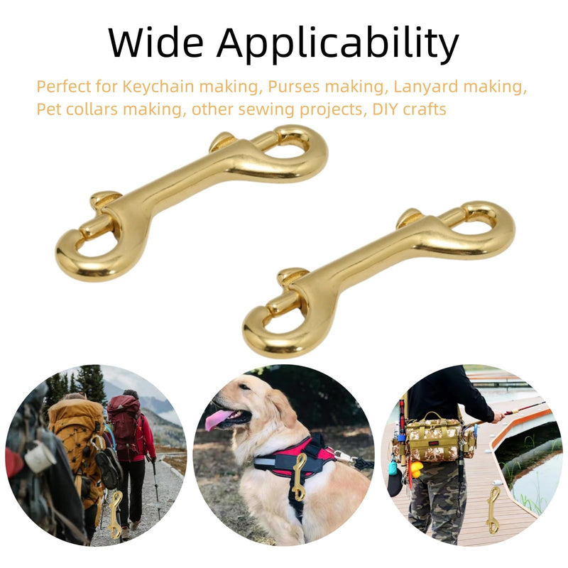 MerciL 5Pcs Brass Double End Snap Hook Clip, 3 Inch Diving Hook Keychains Bolt Snaps Hook for Pet Luggage Outdoor Mountaineering Tactical Equipment (78mm/3in)