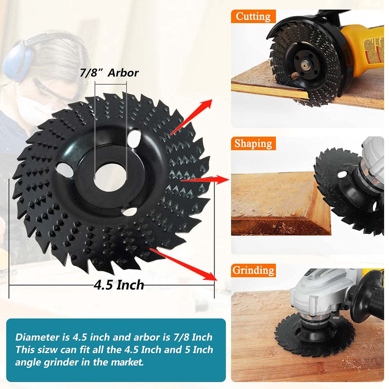 OBA Wood Carving Disc 4-1/2 Inch Wood Cutting Wheel 28-Tooth for Angle Grinder Wood Carving,Polishing,Carving with 7/8 inch Arbor