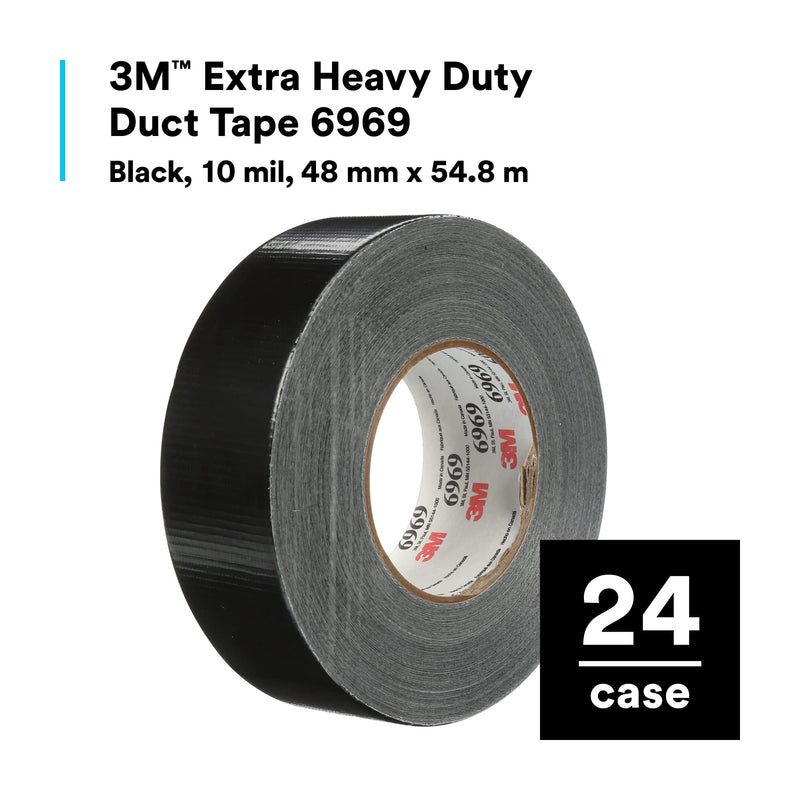 3M Extra Heavy Duty Duct Tape 6969, Black, 48 mm x 54.8 m, 1 Roll