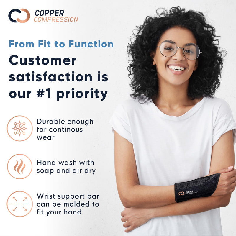 Copper Compression Wrist Brace - Copper Infused Adjustable Orthopedic Support Splint for Pain, Carpal Tunnel, Arthritis, Tennis Elbow, Tendinitis, RSI, Ganglion Cyst for Men Women - Right Hand - S/M Right Hand Small/Medium (Pack of 1)