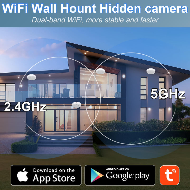 Hidden Camera Smoke Detector Video Small Cam 1080P HD Wireless WiFi Camera with Night Vision & Motion Detection Indoor Security Camera