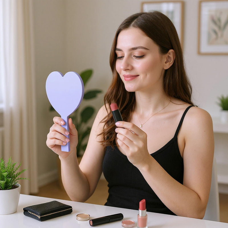 15 Pcs Heart Shaped Handheld Mirror Small Travel Makeup Mirrors with Handle Mini Heart Bulk Plastic Cosmetic Gift for Women (Bright Color)