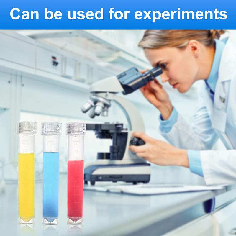 Z-Color 10pcs 10ml Lab Plastic Frozen Test Tubes Vial Seal Cap Container for Laboratory School Educational