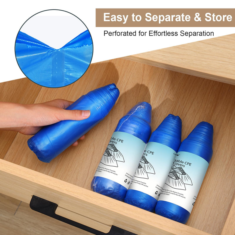 Roll CPE Shoe Covers Disposable - Booties for Shoes Covers with 100 PCS in a Roll,Disposable Shoe Covers for Indoors,Waterproof Shoe Cover,Shoe Covers for Houseworking,Visiting and Decorating ROLL-100
