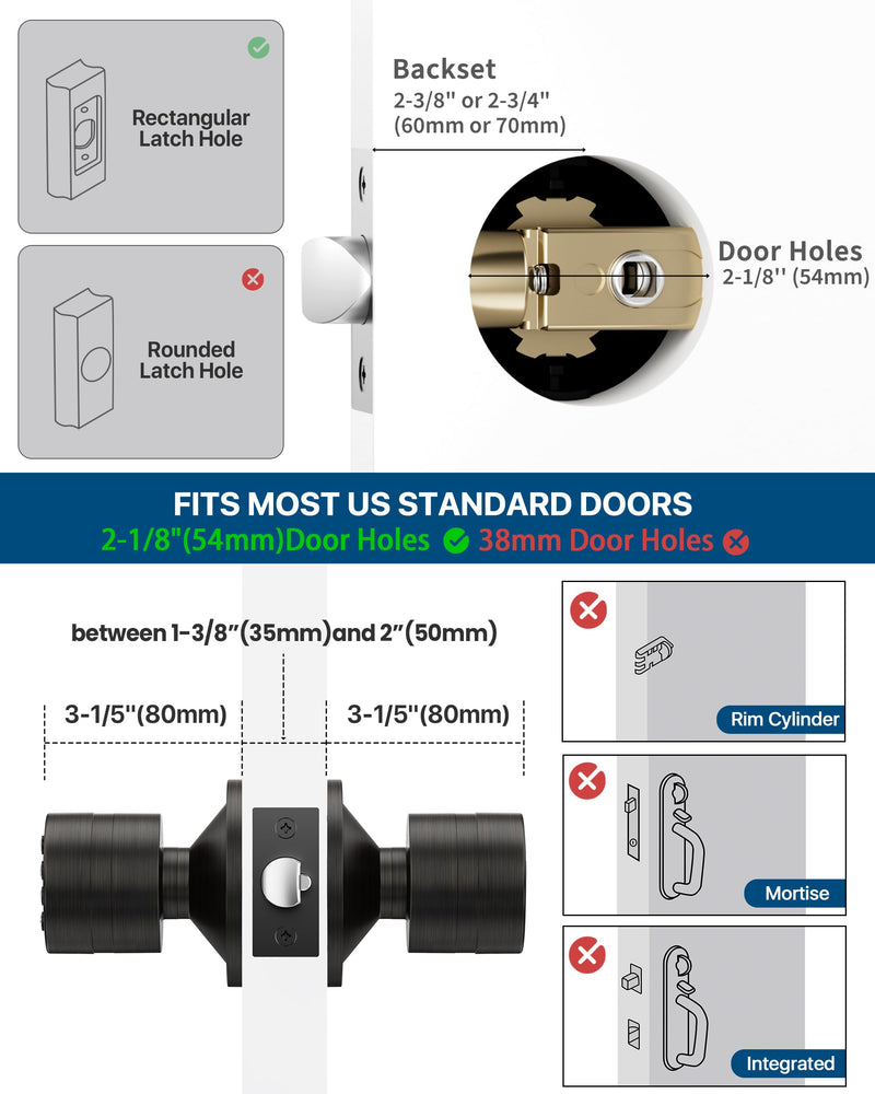 Keyless Entry Lock with Code, Digital Door Knob with Keypad for Bedroom Front Door Garage Home Apartment, Oil Rubbed Bronze 1 Pack
