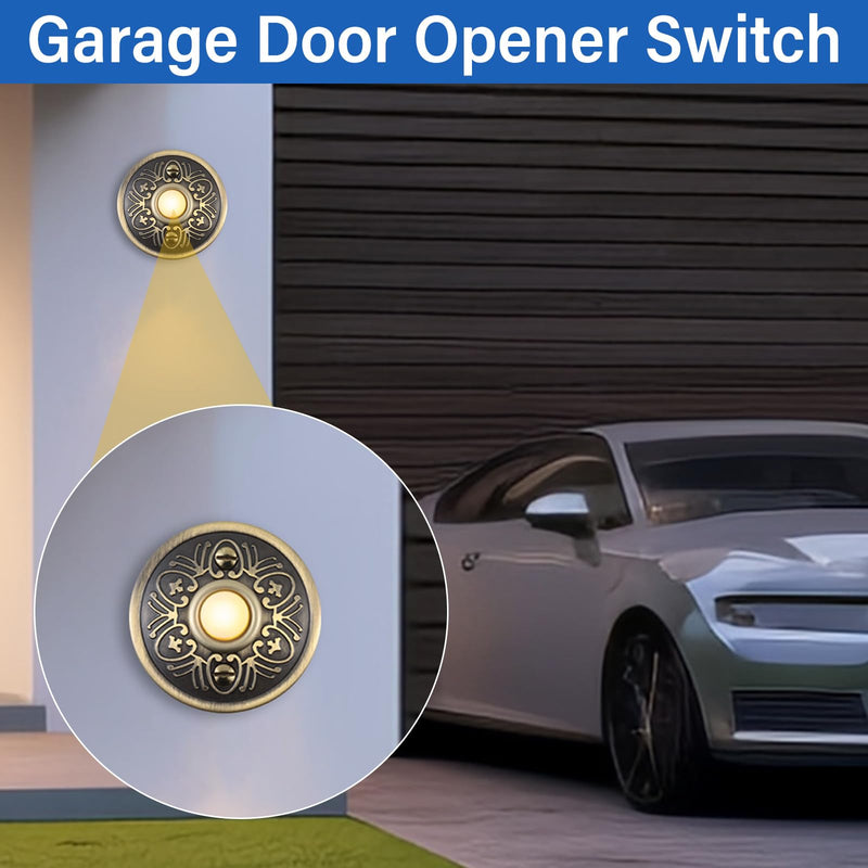 Metal Doorbell Push Button, Bronze Wired Lighted Up LED Doorbell Button-53 1Pcs Round Bronze Doorbell Push Button