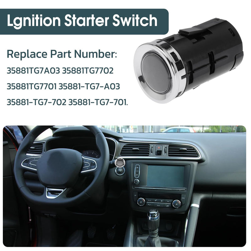 35881TG7A03 Ignition Starter Switch Engine Start Stop Push Button Replace 35881-TG7-702 35881-TG7-701 for Honda for Pilot for Ridgeline for Passport 2016 2017 2018 2019