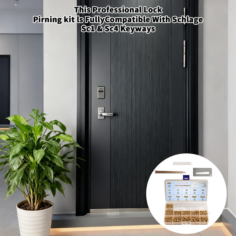 SC1/SC4 Keyway Re-Key Kit Compatible with Schlage Rekeying Kit for Home Security, Patio Door Lock Pinning Kit with Bottom Pins (0-9, 50 Each) DIY Rekey Kit