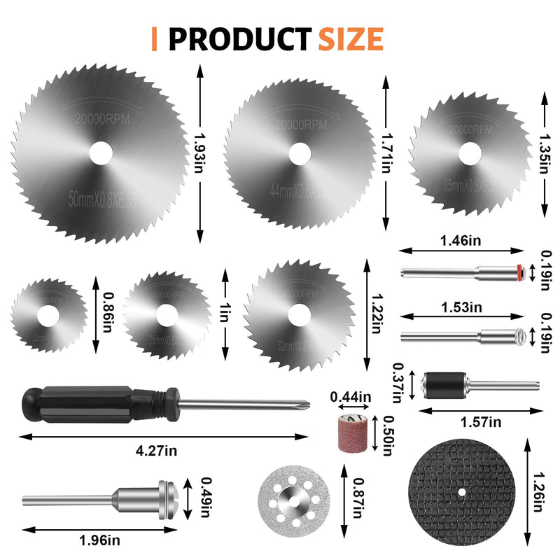 Cutting Wheels Set for Dremel Rotary Tool,10pcs Resin Cutting Discs,10pcs Diamond Cutting Wheels,5pcs HSS Circular Saw Blades,20pcs Sanding Drum for Cutting Metal,Wood