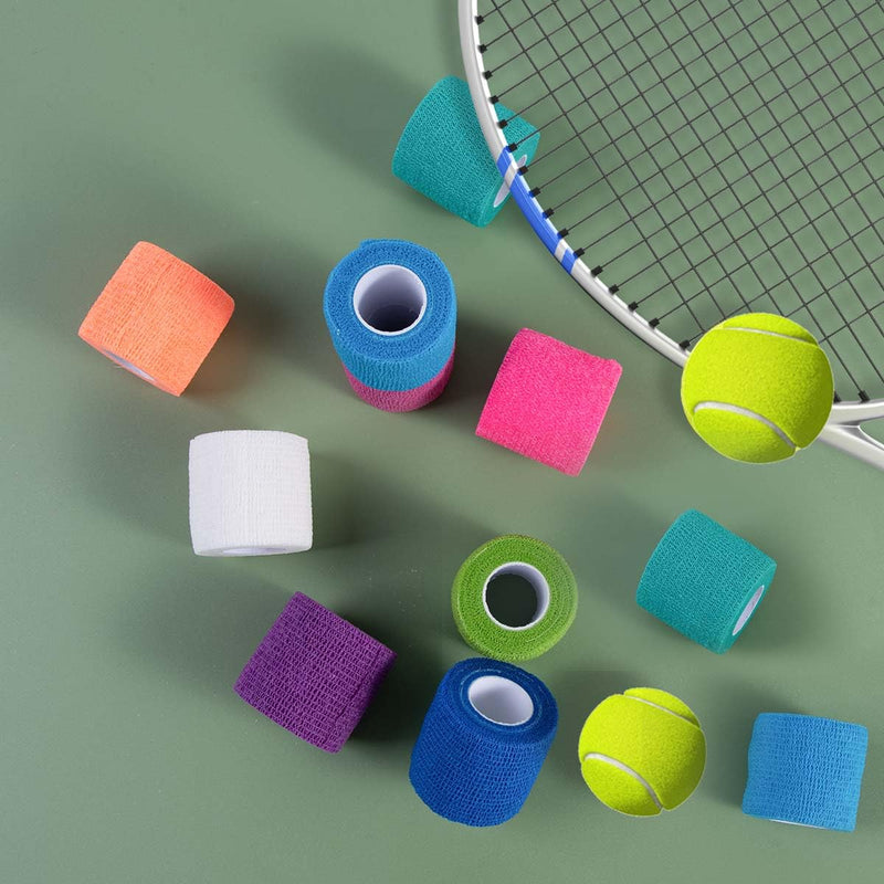 15 Pack 2 Inch x 5 Yards Self Adhesive Bandage Breathable Cohesive Bandage Wrap Rolls Elastic Self-Adherent Tape for Stretch Athletic, Sports, Wrist, Ankle 15 Count (Pack of 1) Colorful