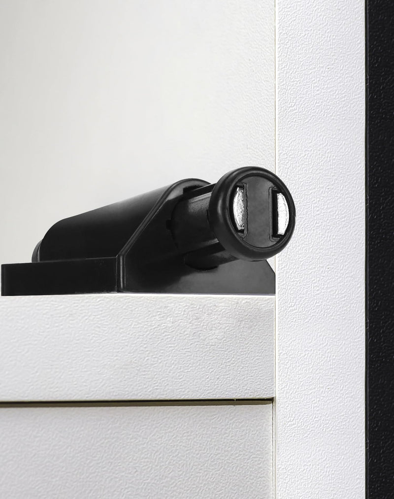 QWORK Magnetic Touch Latch -20 Pack Black Push-to-Open Magnetic Catches for Home Furniture, Glass & Wardrobe Doors, Single Round Magnetic Head - 56mm Extended Length with Mounting Screws