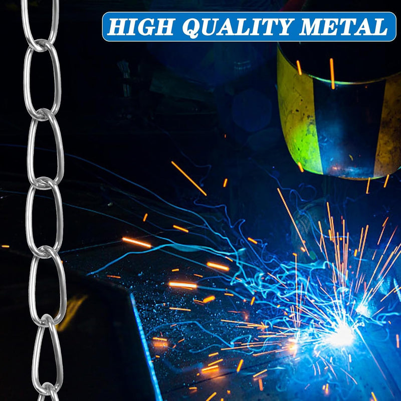 2Pack Jack Chain with Spool, 60Ft Totally Galvaniz Iron Hanging Chain, Metal Link Chain for Hanging Plants, Bird Feeders, Overhead Lights, Silver