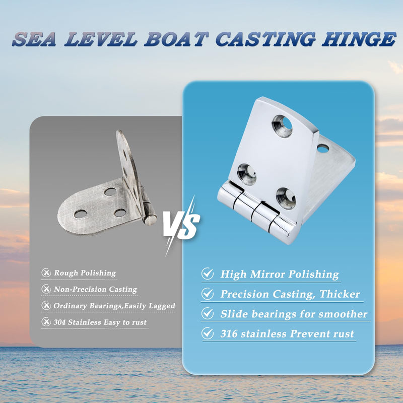 YANYUCB Boat Hatch Hinge 316 Stainless Steel Cabinet Door Casting Hinges Marine Hardware with Screw for Boat Yacht (4 inch x 1.5 inch 4 Pack) 4 inch x 1.5 inch 4 Pack