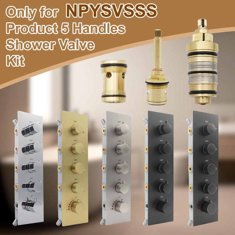 Thermostatic Shower Valve Cartridge Replacement, 5-handle Cartridge Replacement Full Set Backup, 4 way Vertical Valve Backup 5-handle complete cartridges