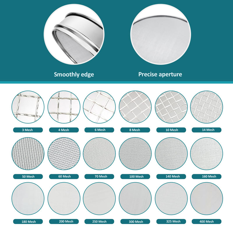 304 Stainless Steel Mesh Lab Sieve, 200 Mesh (0.075mm) Aperture Test Sieve, 7.9Inch(20cm) Diameter Economy Standard Analysis Sample Test Sieves for Industrial Laboratory Homes 200mesh(Ф7.9in/20cm)