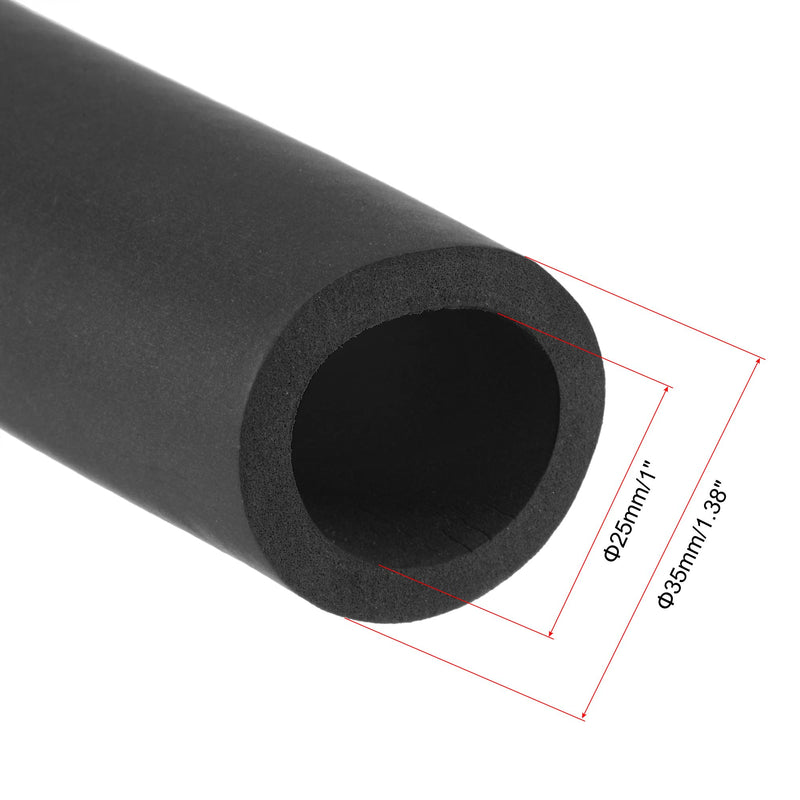 uxcell Foam Tubing for Handle Grip Support, Pipe Insulation, 25mm(1") ID 35mm OD 1m Length Black 25mm x 35mm