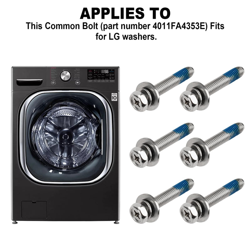 4011FA4353E (6 Pcs) Common Bolt Fits for LG Washers, Replaces 1555488, AH3522806, EA3522806, PS3522806