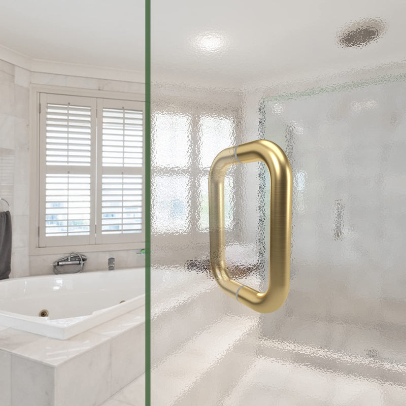 CKB 6" Shower Door Pull Back to Back Handle Compatible with 1/4" to 1/2" Thickness Glass for Frameless Shower Doors, Gold Plated with 304 Stainless Steel 6"(Hole to Hole) Brushed Deep Gold