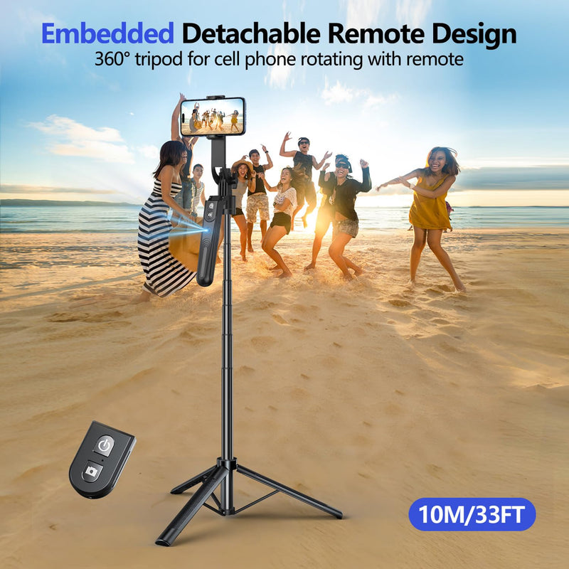 Auto Face Tracking Tripod with 360 Rotation Stand, 70.9" Ai Motion Tracking, Selfie Stick Rotation with Remote, Motion Sensor Phone Stand, for Vlog/Live Stream/Video Recording