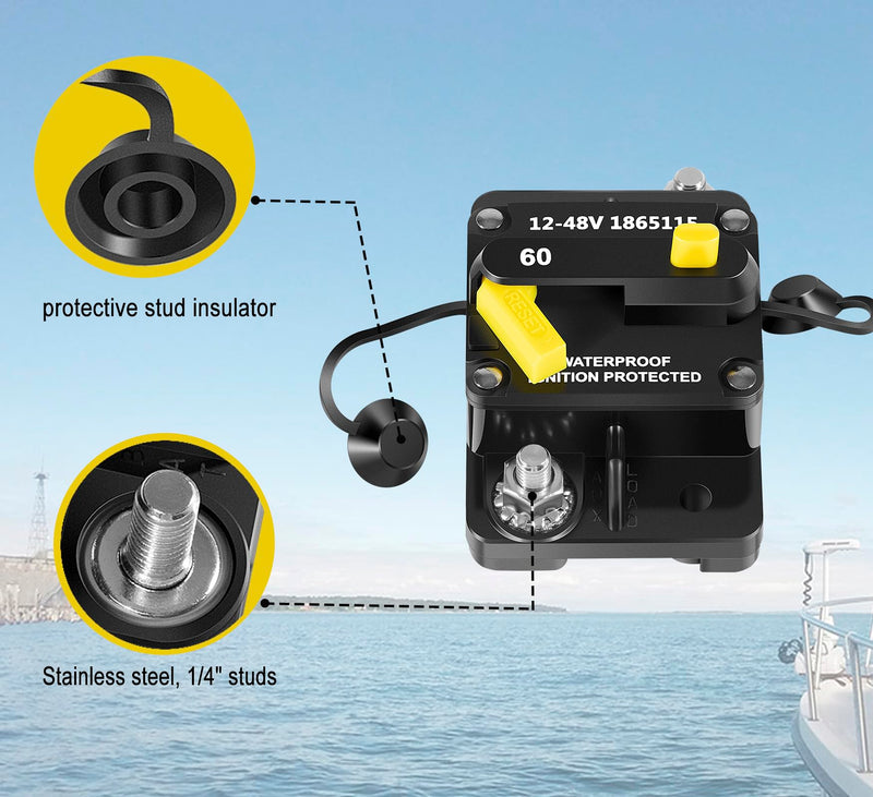 1865115 MKR-27 Circuit Breaker 60 Amp for All Minn Kota 12V/24V/36V/48V Electric Trolling Motors,Waterproof,Designed specifically for marine environments