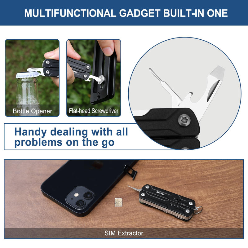 NexTool Keychain Multitool, 9 in 1 Mini Multitool with Needle Nose Pliers, Scissors, SIM Extractor and Screwdrivers for Travel, EDC, TSA Approved Multitool, Bladeless Small Multitool(Mini Sailor Lite) Pocket Size Mini Sailor Lite