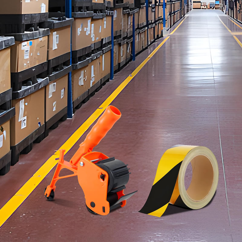 Floor Tape Applicator, Manual Pushing Tape Marking Tool, Plastic Hand Push Tape Roller, Tape Bonding Marking Machine for Driveway Aisle Marking Decoration As shown