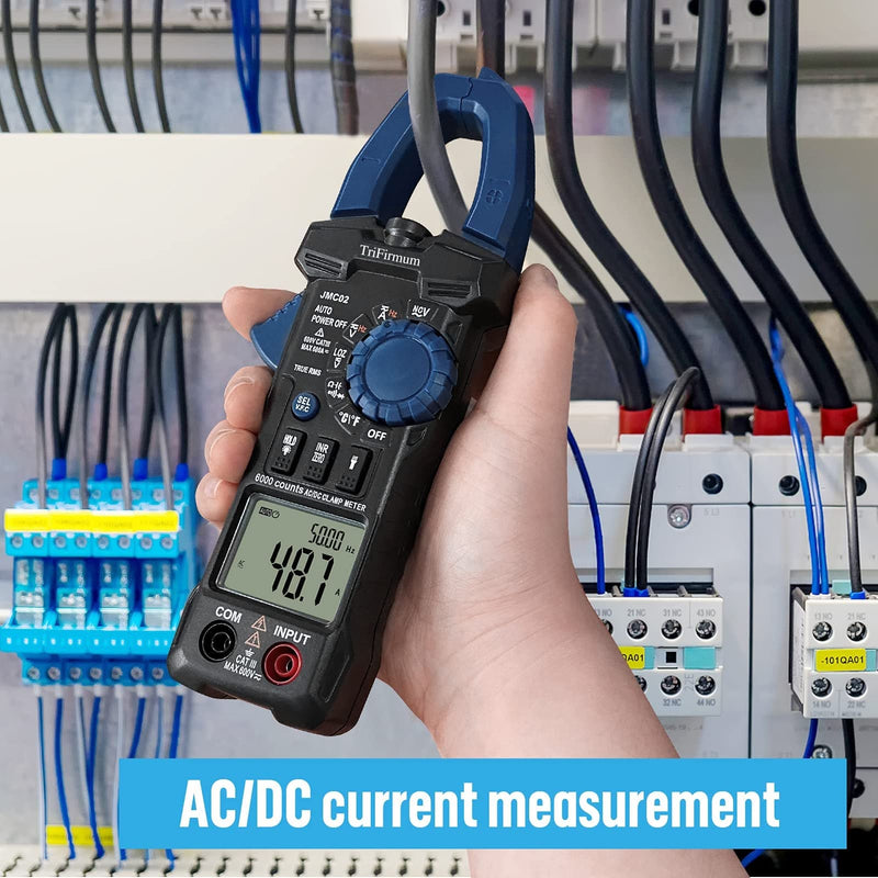 Digital Clamp Meter,6000 Counts Auto Range TRMS Multimeter Tester 600A AC Current,600V AC/DC Voltage Amp Meter with Continuity/Resistance/Diode
